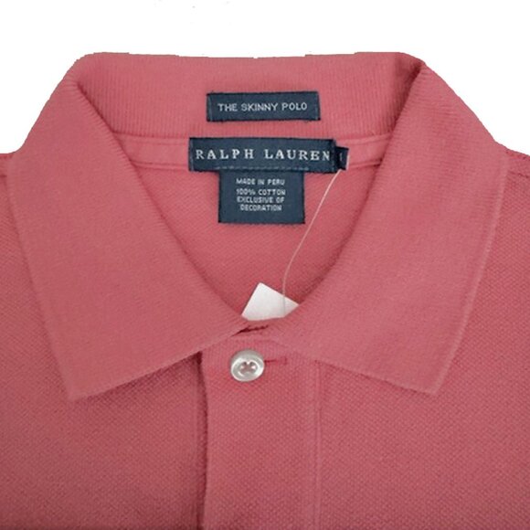 NEW Vintage Polo Ralph Lauren Womens Polo Shirt! Large Skinny Fit Weathered Pink - Picture 2 of 2